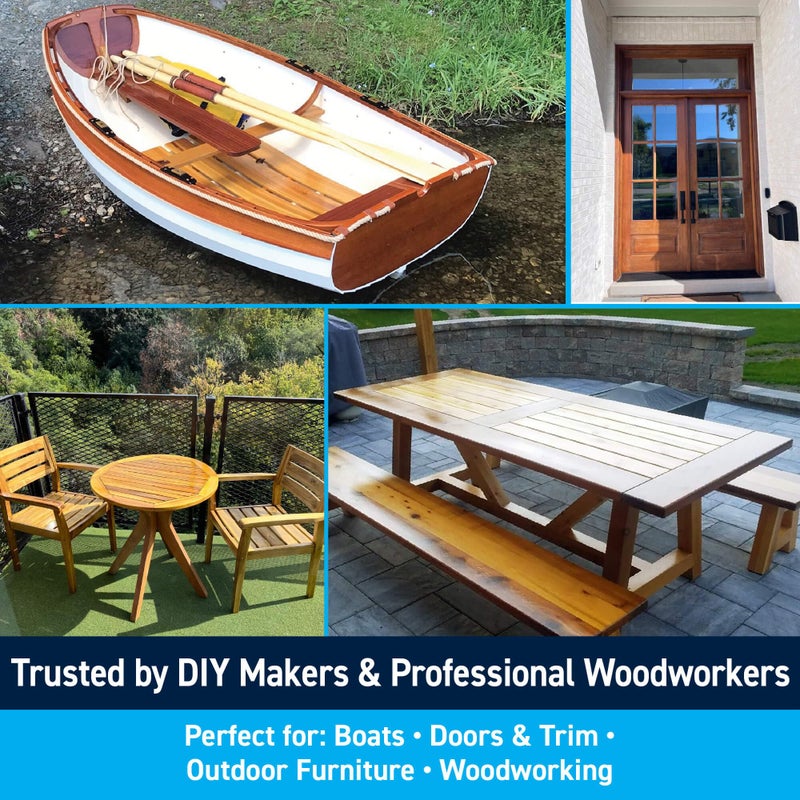 TotalBoat Halcyon Water-Based Marine Varnish | Fast-Drying Polyurethane Wood Finish for Boats, Outdoor Furniture, and Woodworking | Clear Satin, Quart - Image 3